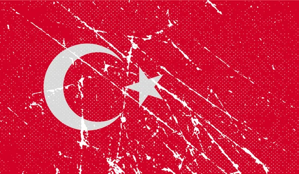 Flaga Turcji z stary tekstura. Wektor — Wektor stockowy