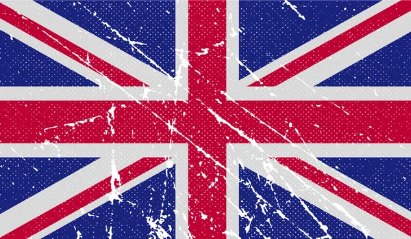 Bandera de Reino Unido con textura antigua. Vector — Vector de stock