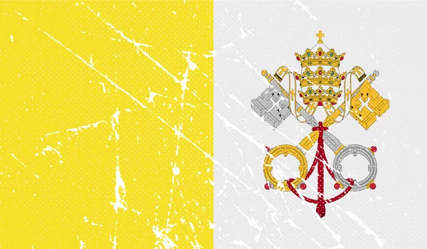 Flag of Vatican with old texture. Vector — Stock Vector