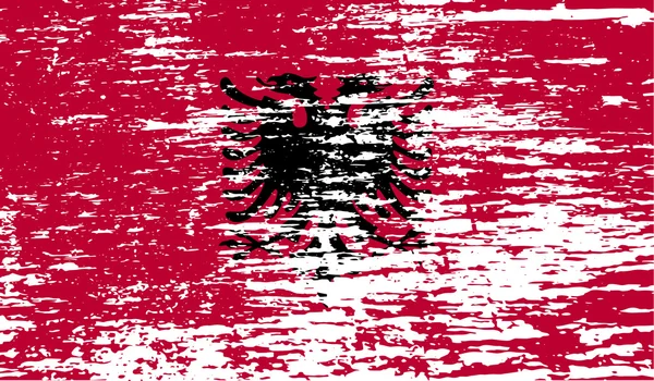 Bandera de Albania con textura antigua. Vector — Vector de stock