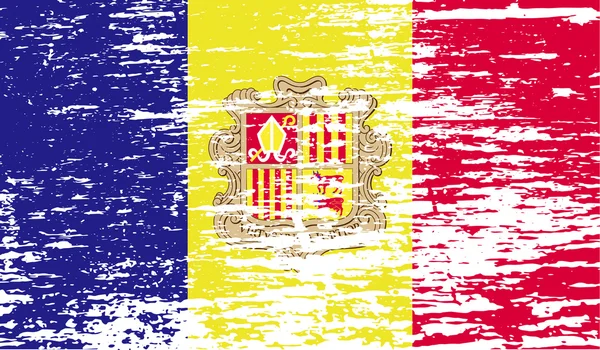 Bandeira de Andorra com textura antiga. Vetor — Vetor de Stock