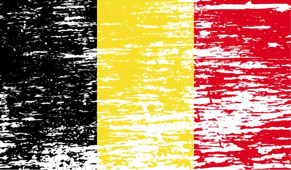 Drapeau de Belgique avec une texture ancienne. Vecteur — Image vectorielle