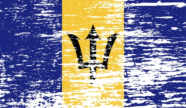 Vlag van Barbados met oude textuur. Vector — Stockvector