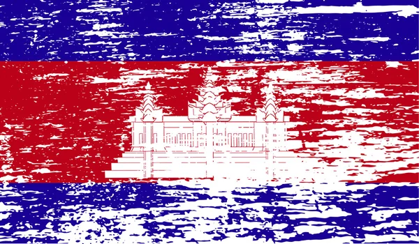 Bandera de Camboya con textura antigua. Vector — Vector de stock