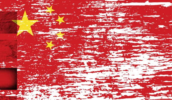 Флаг Китая со старой текстурой. Вектор — стоковый вектор
