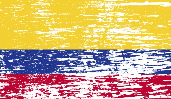 Bandera de Colombia con textura antigua. Vector — Vector de stock