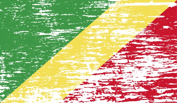 Vlajka republiky Kongo se starým texturou. Vektor — Stockový vektor