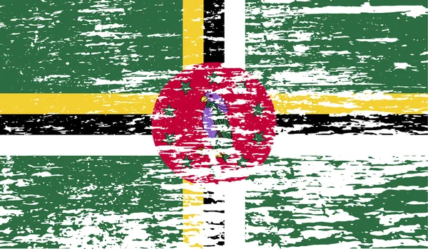 Bandeira de Dominica com textura antiga. Vetor — Vetor de Stock