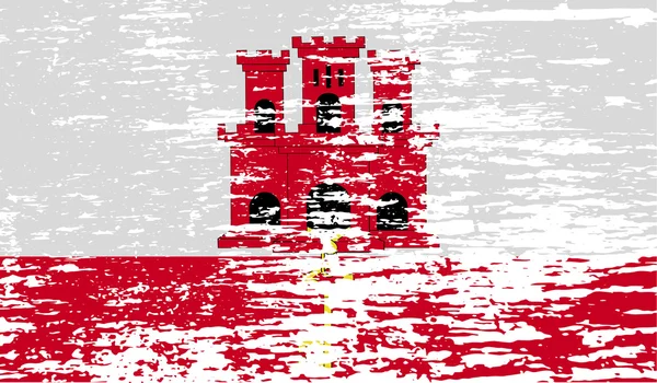 Vlag van Gibraltar met oude textuur. Vector — Stockvector