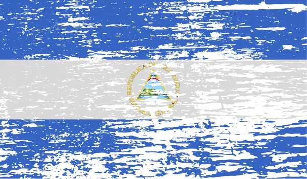 Bandera de Nicaragua con textura antigua. Vector — Vector de stock