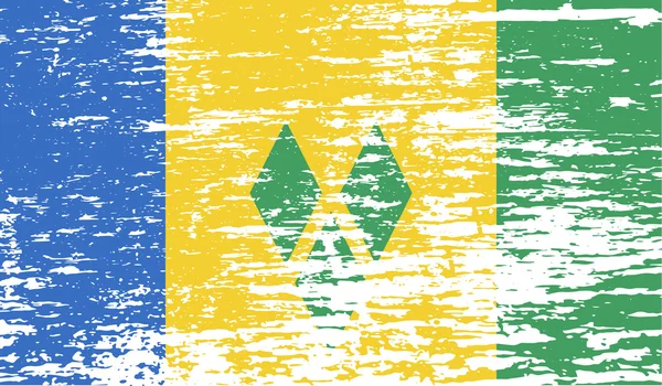 Saint Vincent ve Grenadinler bayrağı eski doku ile. Vektör — Stok Vektör