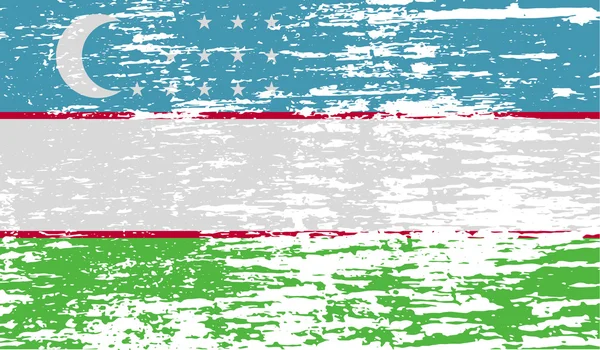 Bandeira do Uzbequistão com textura antiga. Vetor — Vetor de Stock