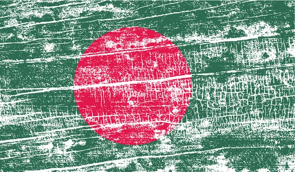 Flag of Bangladesh with old texture. Vector — Stock Vector