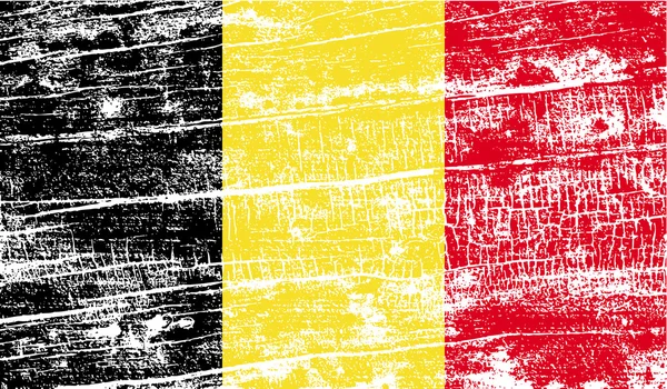 Drapeau de Belgique avec une texture ancienne. Vecteur — Image vectorielle