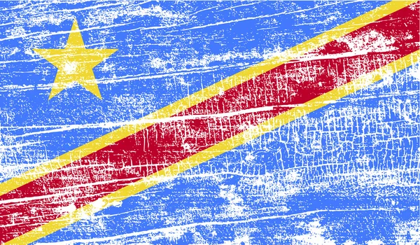 Bandeira da República Democrática do Congo com textura antiga. Vetor — Vetor de Stock