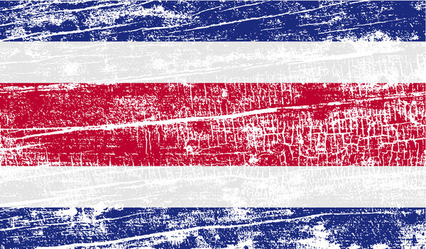Flag of Costa Rica with old texture. Vector