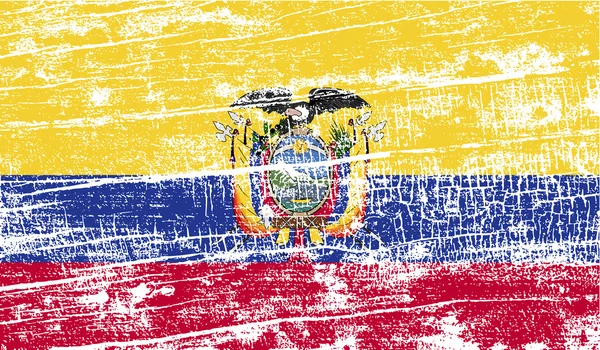 Ekvádorská vlajka se starým texturou. Vektor — Stockový vektor