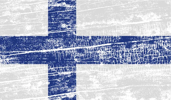 Drapeau de Finlande avec une texture ancienne. Vecteur — Image vectorielle