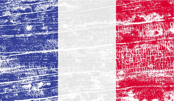 Bandera de Francia con textura antigua. Vector — Vector de stock