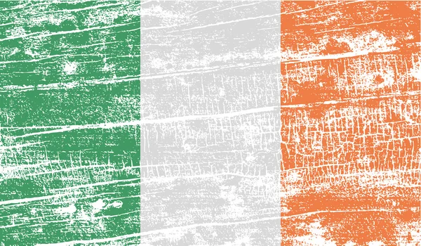 Bandeira da Irlanda com textura antiga. Vetor — Vetor de Stock