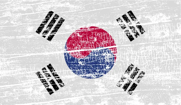 Flag of South Korea with old texture. Vector — Stock Vector