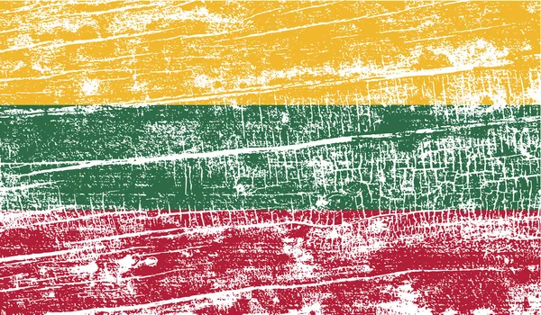 Bendera Lithuania dengan tekstur lama. Vektor - Stok Vektor