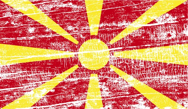 Flag of Macedonia with old texture. Vector — Stock Vector