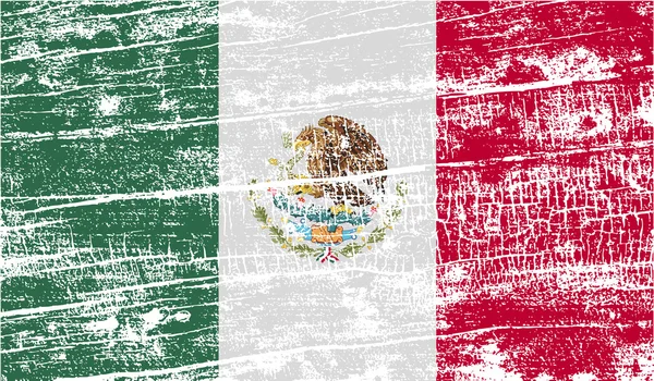 Bandiera del Messico con vecchia texture. Vettore — Vettoriale Stock