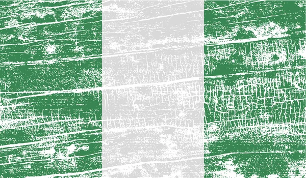 Bendera Nigeria dengan tekstur lama. Vektor - Stok Vektor