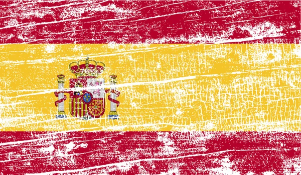 Drapeau de l'Espagne avec une texture ancienne. Vecteur — Image vectorielle