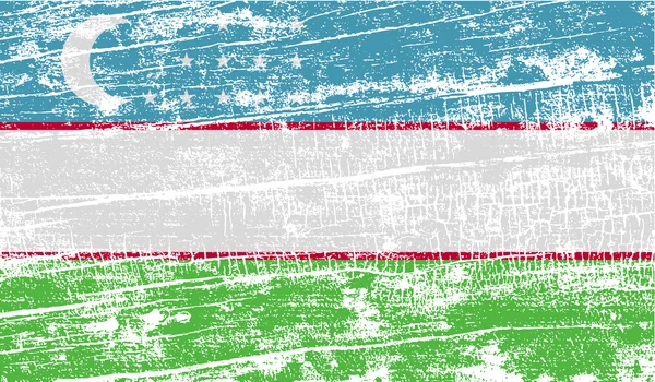 Bandera de Uzbekistán con textura antigua. Vector — Vector de stock