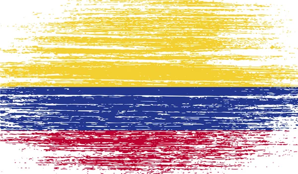 Bandera de Colombia con textura antigua. Vector — Archivo Imágenes Vectoriales