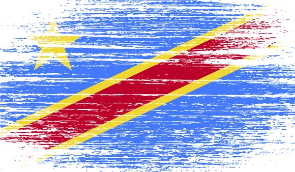 Flagge der demokratischen Republik Kongo mit alter Struktur. Vektor — Stockvektor