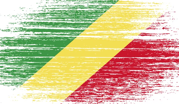 Drapeau de la République du Congo avec une texture ancienne. Vecteur — Image vectorielle