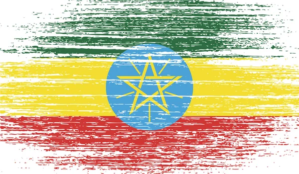 Flag of Ethiopia with old texture. Vector — Stock Vector