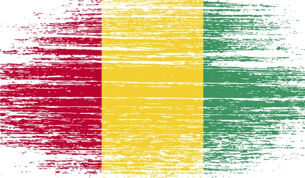 Drapeau de Guinée avec une texture ancienne. Vecteur — Image vectorielle