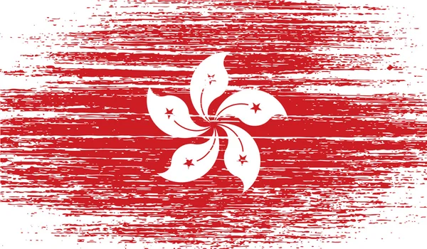 Bandera de Hong Kong con textura antigua. Vector — Vector de stock