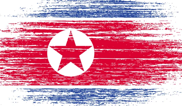 Flag of North Korea with old texture. Vector — Stock Vector