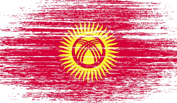 Flag of Kyrgyzstan with old texture. Vector — Stock Vector