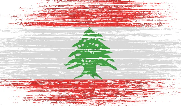 Vlajka Libanonu se starým texturou. Vektor — Stockový vektor