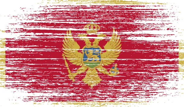 Flagge Montenegros mit alter Struktur. Vektor — Stockvektor