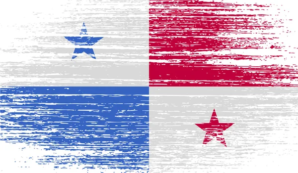 Bandera de Panamá con textura antigua. Vector — Archivo Imágenes Vectoriales