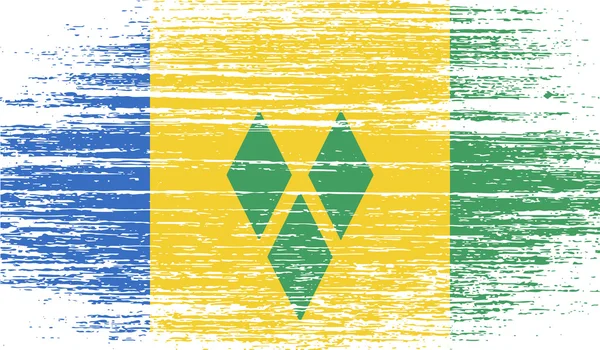 Vlag van Saint Vincent en de Grenadines met oude textuur. Vector — Stockvector