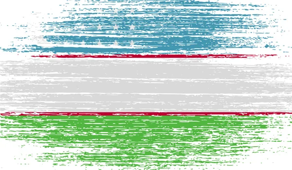 Drapeau de l'Ouzbékistan avec une texture ancienne. Vecteur — Image vectorielle