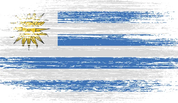 Σημαία της Ουρουγουάης με την παλιά υφή. Διάνυσμα — Διανυσματικό Αρχείο