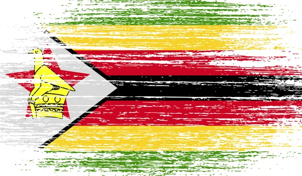 Drapeau du Zimbabwe avec une texture ancienne. Vecteur — Image vectorielle