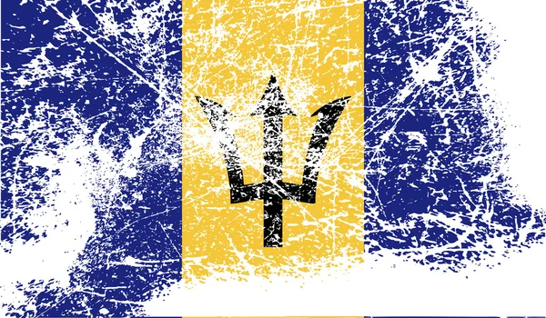 Bandeira de Barbados com textura antiga. Vetor — Vetor de Stock