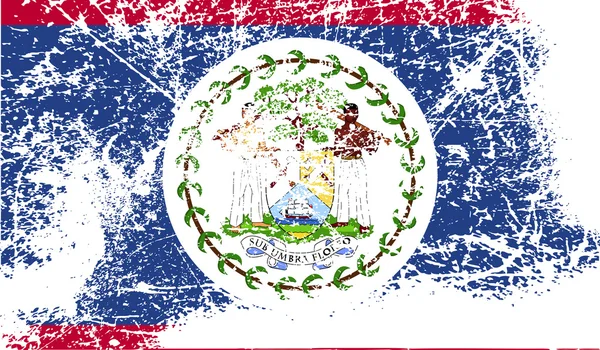 Bandeira de Belize com textura antiga. Vetor —  Vetores de Stock
