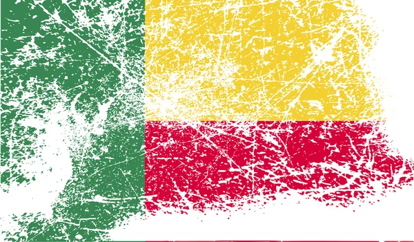 Drapeau du Bénin avec une texture ancienne. Vecteur — Image vectorielle