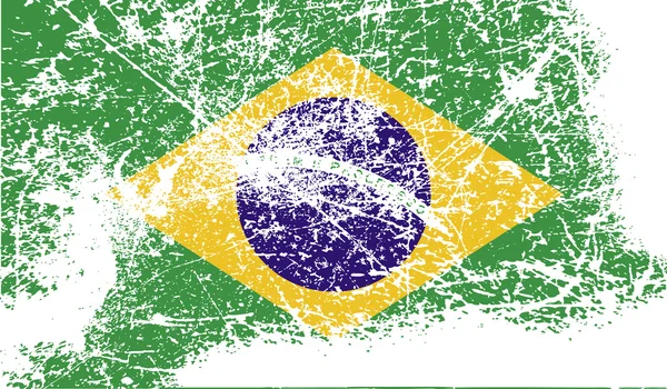 Vlag van Brazilië met oude textuur. Vector — Stockvector